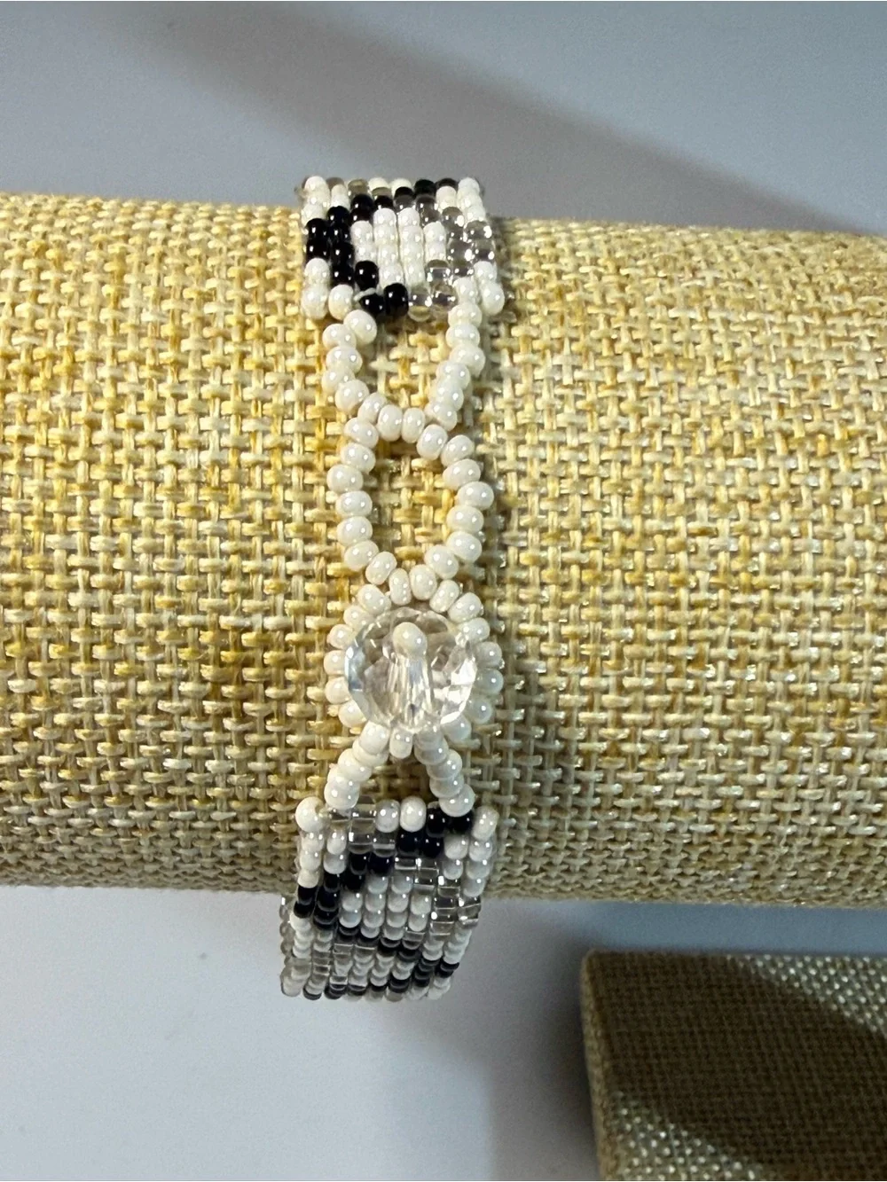 Personally Curated Artisan Black White Pattern Inspo Cuff Bracelet Stack B7
